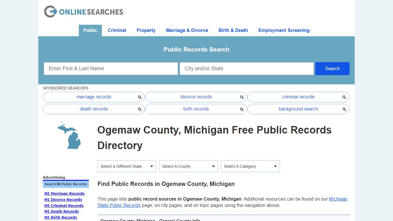 Ogemaw County, Michigan Public Records Directory